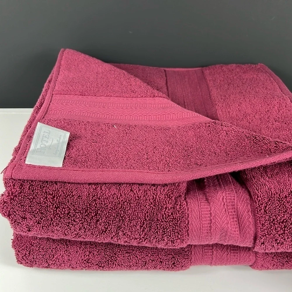 HOTEL Bath Towel Set Burgundy 100% Cotton Soft Absorbent - 8 Piece Set - NEW